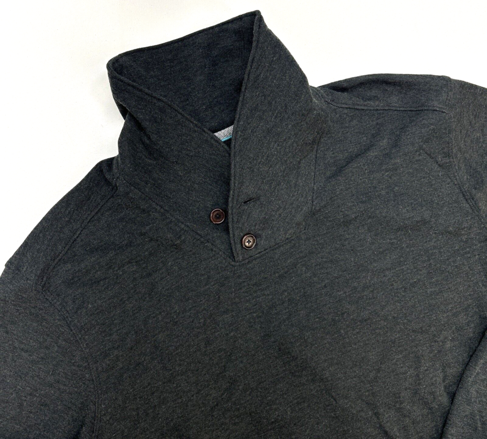 Tommy Bahama 2button High Neck Long Sleeve Pockets Pullover Men L Dk. Gray wool